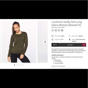 Lululemon Swiftly Tech Long Sleeve (relaxed fit) - size 6
